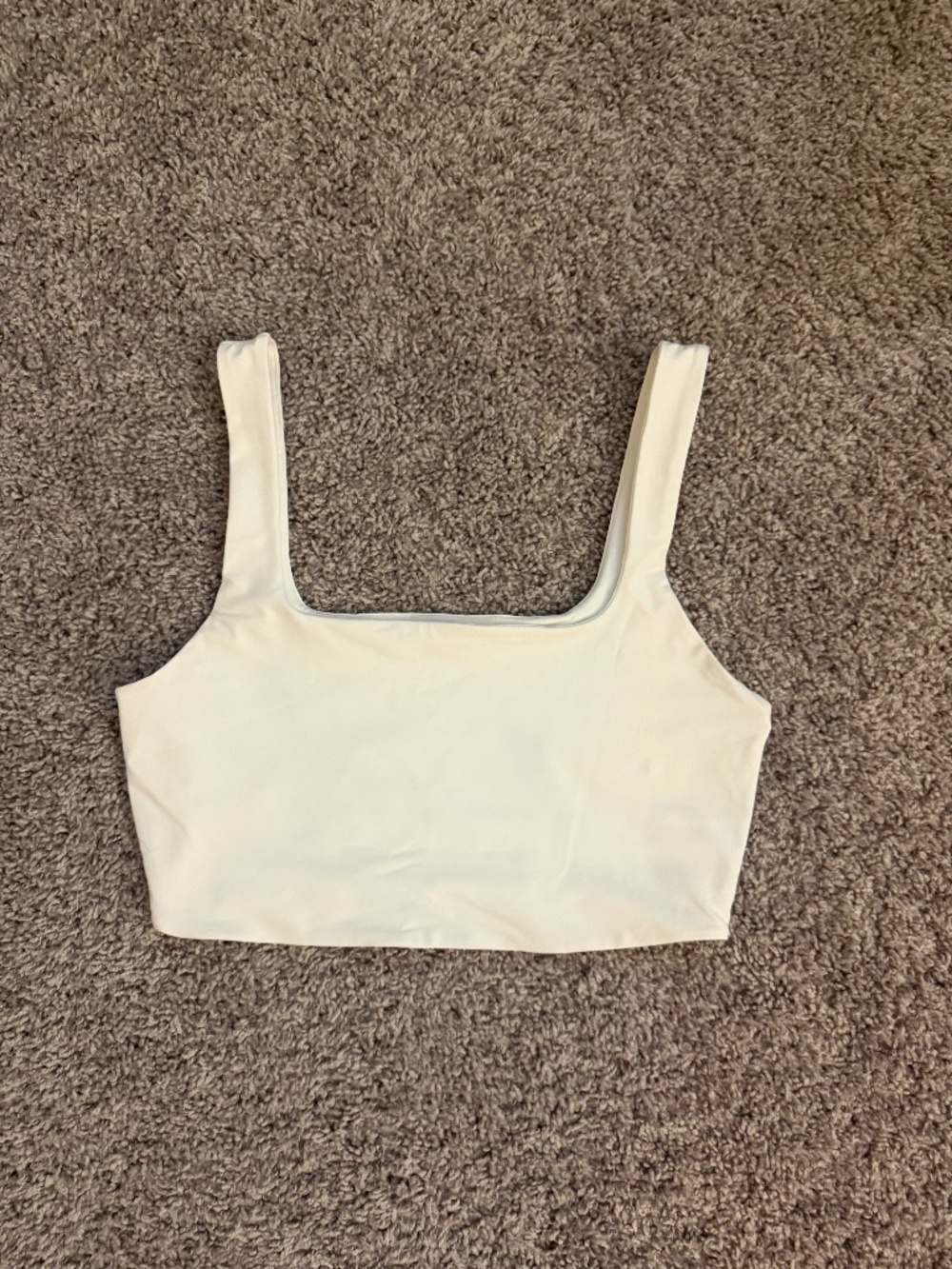 White Cropped Square Neck Tank